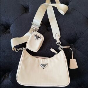 Cream Nylon Women's Bag